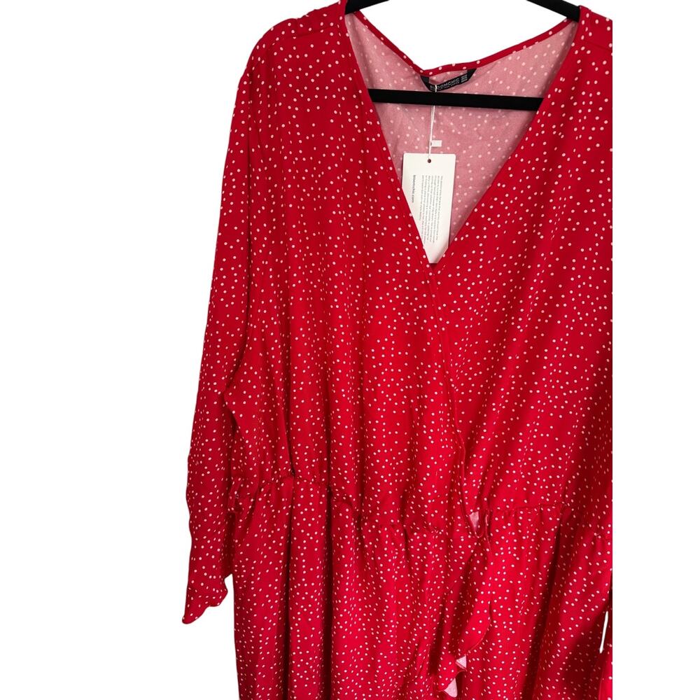 BloomChic Polka Dot Wrap Dress 6X 30 NWT Ruffle Belted Midi - Picture 3 of 12